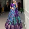 Women's Trending Designeer Tussar Silk Lehenga Choli Print with Foil Work With Unstitched Blouse Patola Print Adorned with Foil Work For Navrati || Wedding
